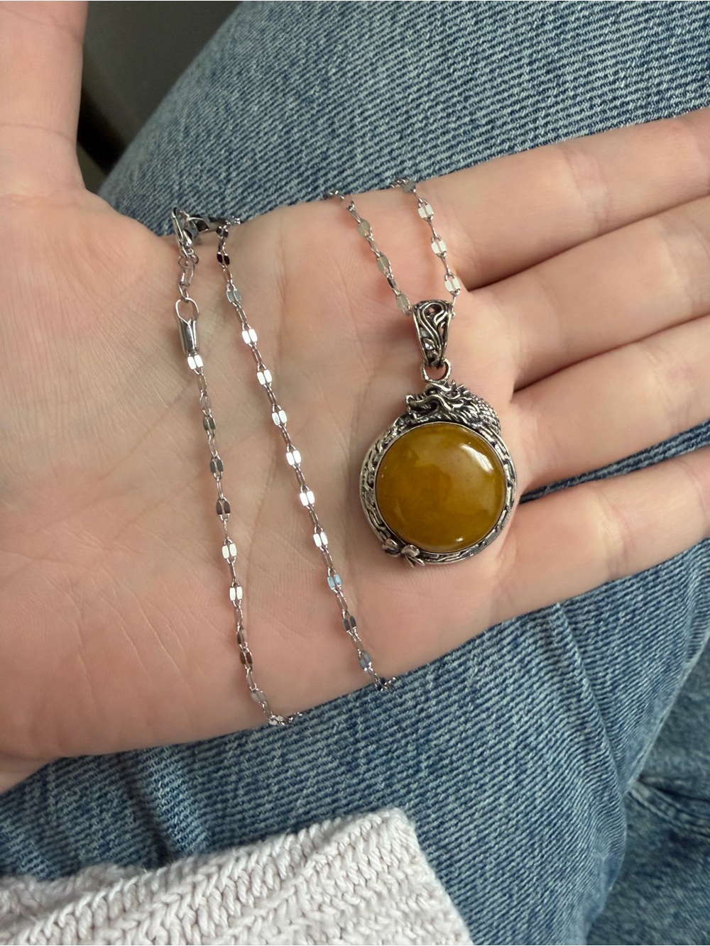 Sterling Silver Yellow Gemstone Pendant Necklace